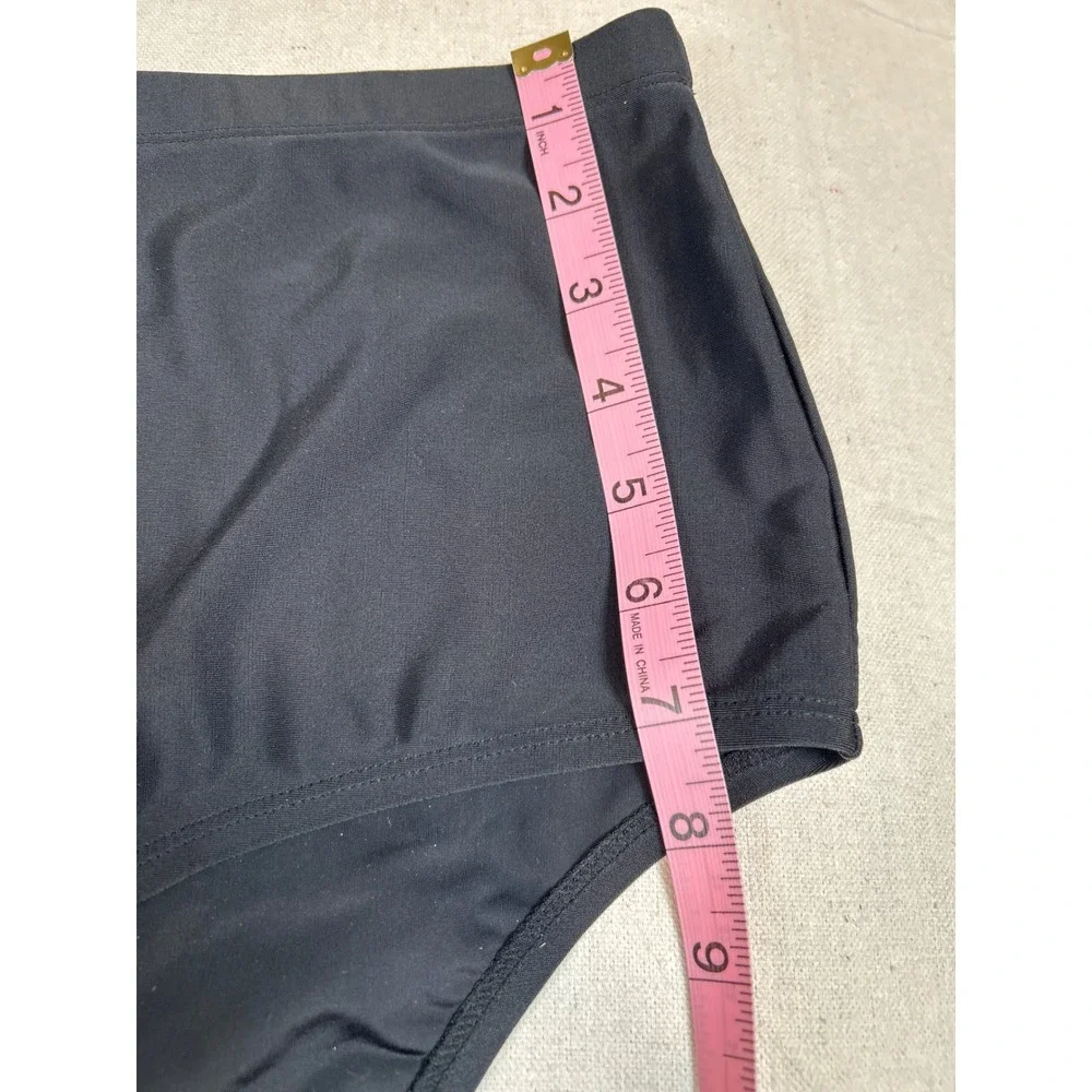 Black High Waisted Swim Bottoms Full Coverage‎ Bikini Briefs Size 32 Plus Size